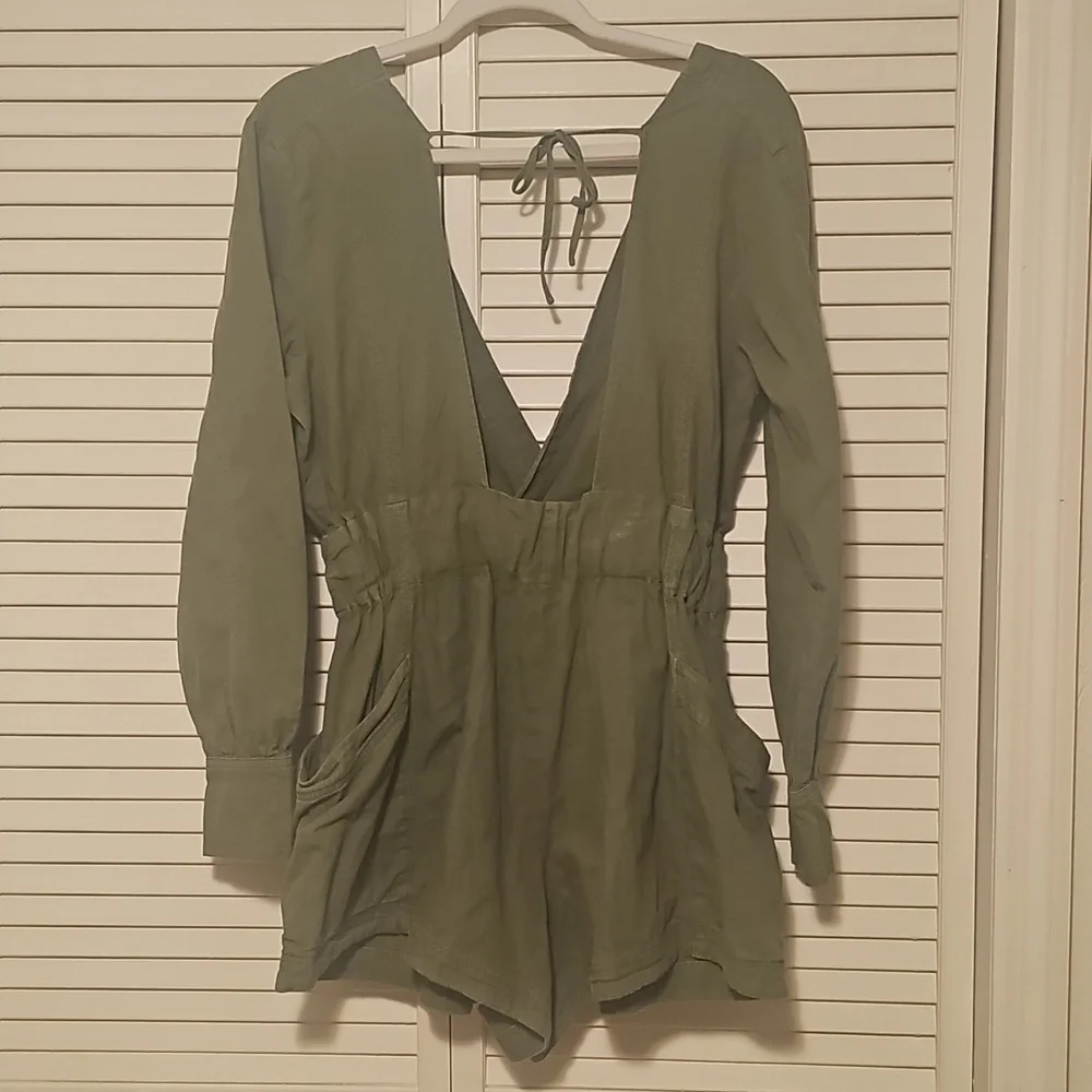 Free People Beside You Shortall Olive Green Size Medium - Picture 4 of 8
